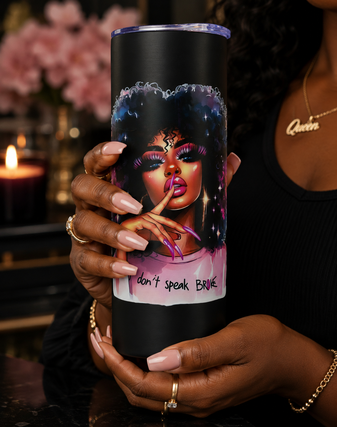 Don't Speak Broke Black Tumbler